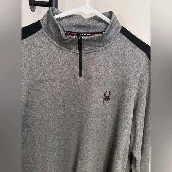 Spyder Activewear Gray Quarter Zip Pullover | Men’s Size L | Minimal Sport Core - Picture 4 of 7
